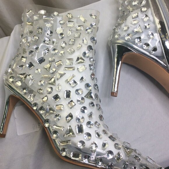 Jamila Jay High Fashion Footwear - Plus/ Clear Silver Studs - Picture 1 of 8